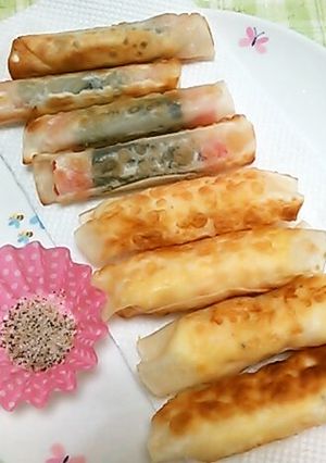 餃子の皮で♡その③♡蟹かま海苔&玉チーズ-レシピのメイン写真