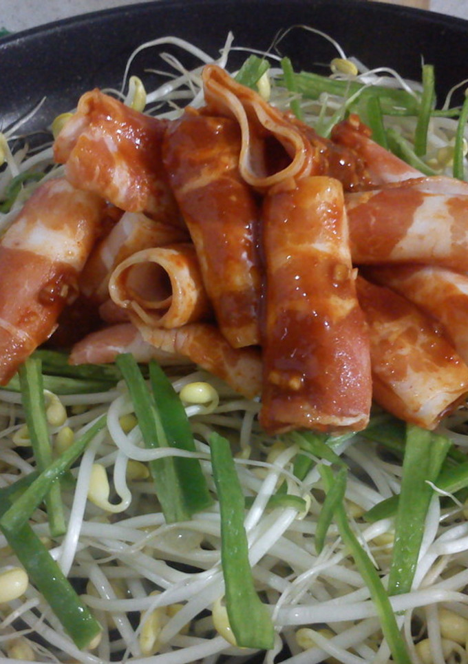 豆もやしと豚肉の蒸し炒めー韓国風-レシピのメイン写真