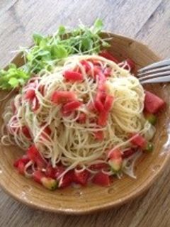トマトと乾燥バジルの冷製パスタ♬-レシピのメイン写真