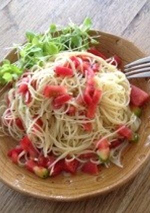 トマトと乾燥バジルの冷製パスタ♬-レシピのメイン写真
