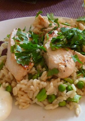 ギリシャ風 鶏のソテーと豆ご飯-レシピのメイン写真