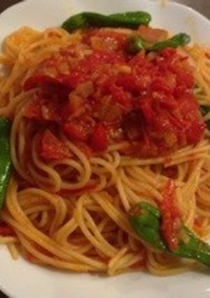 トマトソース+ししとう+ベーコンのパスタ-レシピのメイン写真