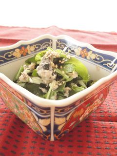 さば缶とワカメと水菜のサラダ-レシピのメイン写真