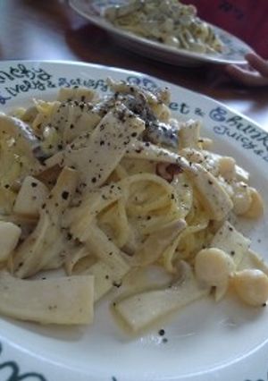 ホタテでカルボナーラ風パスタ-レシピのメイン写真