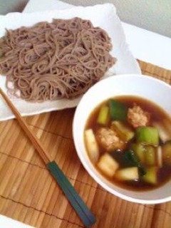 焼きネギと鶏つくねのつけ蕎麦-レシピのメイン写真
