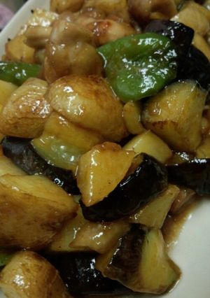 ＊鶏とじゃがいもとナスの甘辛炒め＊-レシピのメイン写真
