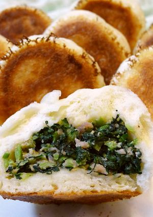 焼きまんじゅう・大量小松菜消費・中華点心-レシピのメイン写真