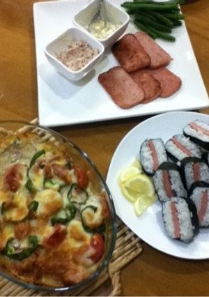 BBQにスパムおむすび-レシピのメイン写真