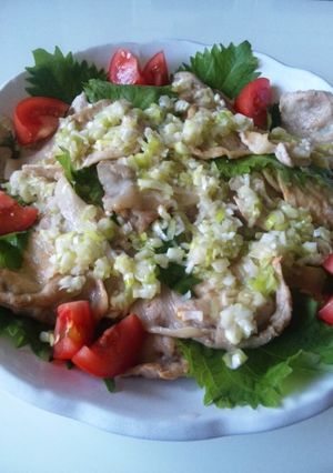 【豚薄切り肉のねぎ塩乗せ】-レシピのメイン写真