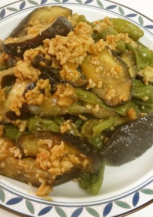 早うま　茄子としし唐の肉みそ炒め-レシピのメイン写真