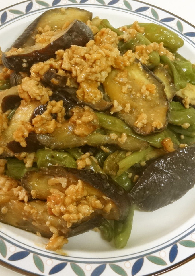 早うま　茄子としし唐の肉みそ炒め-レシピのメイン写真