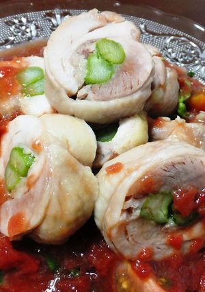 くるくる蒸し鶏のすぅーっぱいソース-レシピのメイン写真