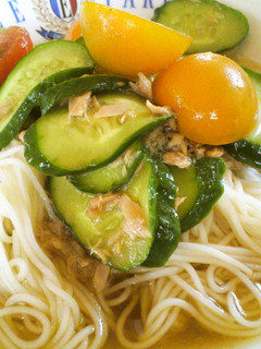 *めちゃうま♡トマトツナきゅうそうめん*-レシピのメイン写真