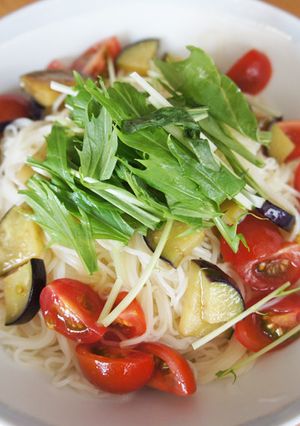 ナスとトマトの冷製パスタ風そうめん-レシピのメイン写真