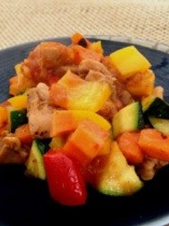 ピリ辛!とり肉の夏野菜炒め!-レシピのメイン写真
