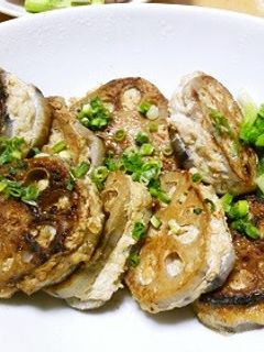 れんこんの鶏つくねはさみ焼き-レシピのメイン写真
