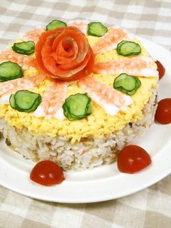 お祝いに♪ちらし寿司ケーキ-レシピのメイン写真