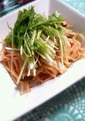 簡単！ランチにも！水菜と明太子のパスタ-レシピのメイン写真
