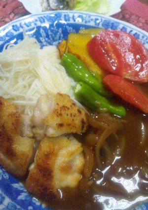 夏野菜のせカレーそうめん-レシピのメイン写真