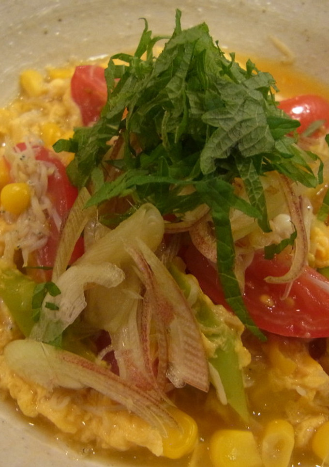 夏野菜としらすの卵とじ-レシピのメイン写真