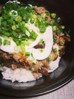 ナスと豚ひき肉の生姜焼き丼-レシピのメイン写真