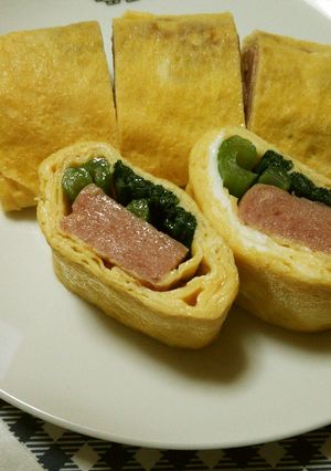 スパムと小松菜の卵焼き-レシピのメイン写真