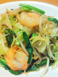 麺カリ海老プリ野菜シャキ、鮑魚汁焼きそば-レシピのメイン写真
