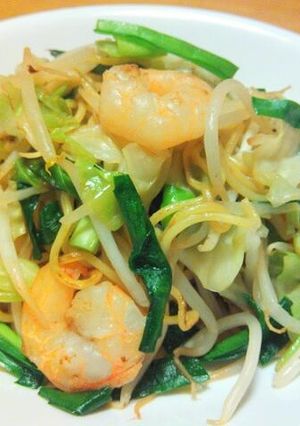 麺カリ海老プリ野菜シャキ、鮑魚汁焼きそば-レシピのメイン写真