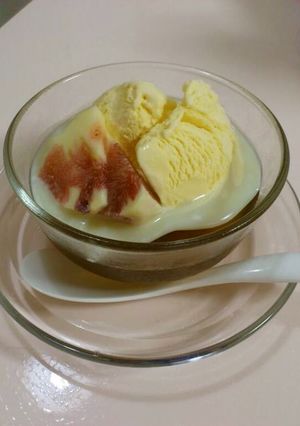 いちじくとほうじ茶ゼリーのデザート-レシピのメイン写真
