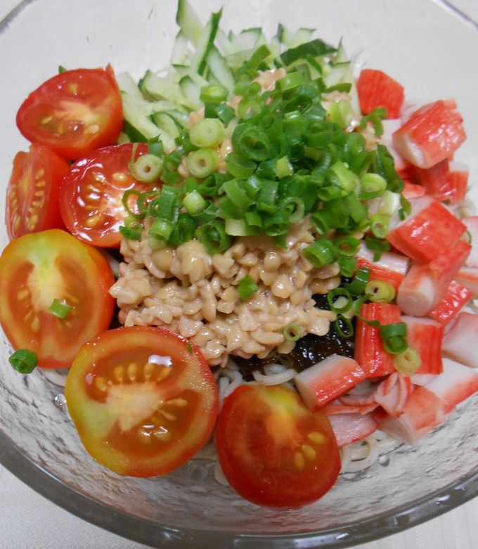 納豆、もずく酢入り冷たいそば夏風味 by はなおじさん 【クックパッド