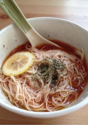 トマトジュースで冷製パスタ風お素麺☆-レシピのメイン写真