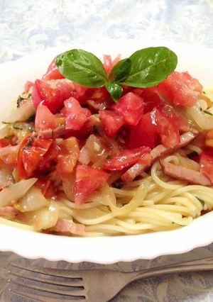 スパムとトマトの冷製パスタ弁当-レシピのメイン写真