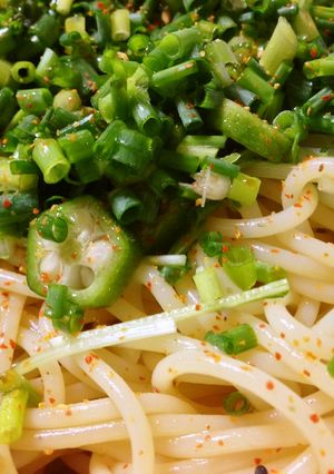 オクラと水菜と小ネギの冷製スパゲティ-レシピのメイン写真