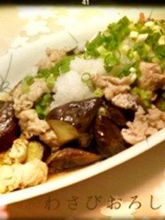 なすと豚肉のマヨソテー♡わさびおろし和え-レシピのメイン写真