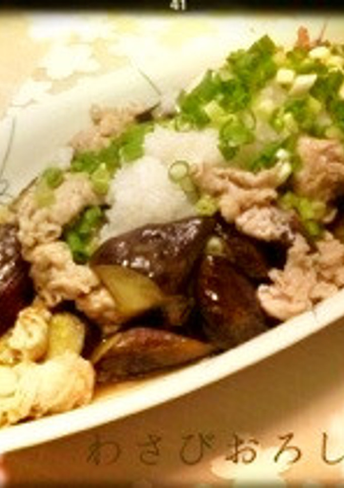 なすと豚肉のマヨソテー♡わさびおろし和え-レシピのメイン写真
