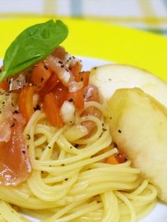 桃と生ハムとトマトの冷製パスタ-レシピのメイン写真