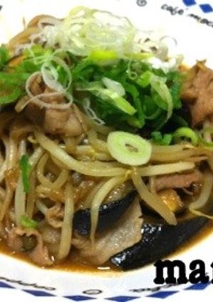 豚小間，もやしと茄子で生姜味噌炒め-レシピのメイン写真