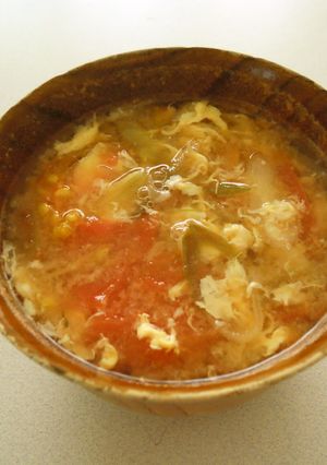 茗荷とトマトの味噌汁（卵とじ）-レシピのメイン写真