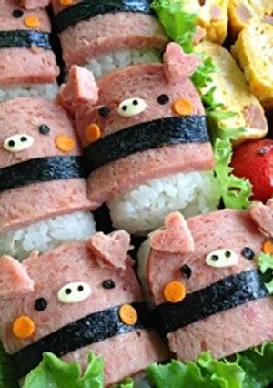 ブタちゃんのスパムおにぎり-レシピのメイン写真