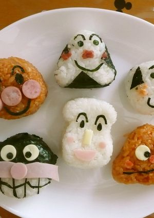 親子で作る！あんぱんまんとお仲間お握り①-レシピのメイン写真