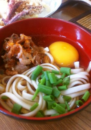 暑い日に☆冷たい月見肉うどん-レシピのメイン写真