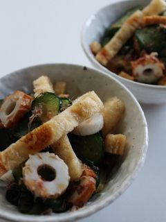 夏のおかず!きゅうり油揚げチクワの酢の物-レシピのメイン写真