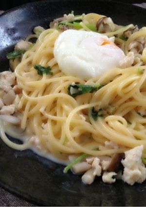 鶏そぼろの豆乳クリームパスタ-レシピのメイン写真