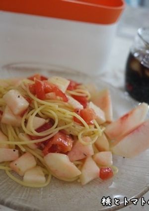 桃とトマトの冷製パスタ　ルクエで。-レシピのメイン写真