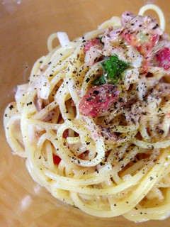 夏は!!凍りトマトとツナの冷製パスタ-レシピのメイン写真