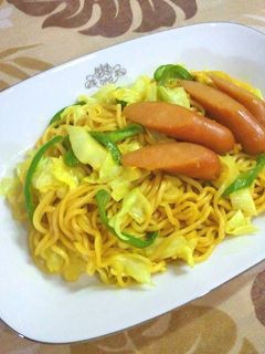 レンジで簡単☆黄金のエスニック風焼きそば-レシピのメイン写真