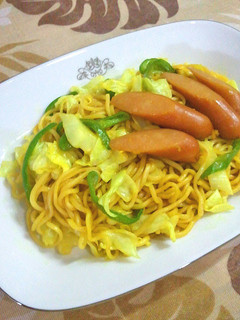 レンジで簡単☆黄金のエスニック風焼きそば-レシピのメイン写真