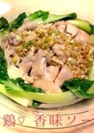 レンジで簡単！もも肉で蒸し鶏♡香味ソース-レシピのメイン写真