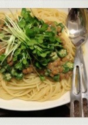 美味しくてヘルシ〜♪納豆オクラパスタ★-レシピのメイン写真