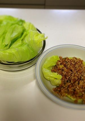 納豆と豚挽肉のレタス包み-レシピのメイン写真